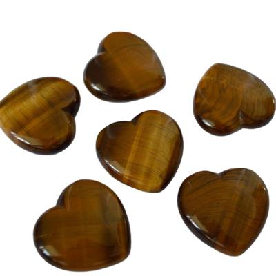 China CLASSIC Tigers Eye Puffy Heart Palm Heart Shaped Stone for Reiki Chakra and Spiritual Cleansing with Energy Crystal for sale