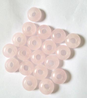 China Polished Gemstone Rose Quartz Rondelle Beads Rose Quartz Roller for sale