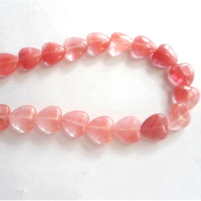 China Polished Cherry Crystal Rose Quartz Gemstone Puffy Quartz Heart For DIY Jewelry Making for sale