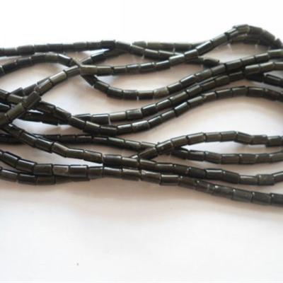 China Polished Black Crystal Gemstone Obsidian Column Beads For Diy Jewelry Accessories for sale