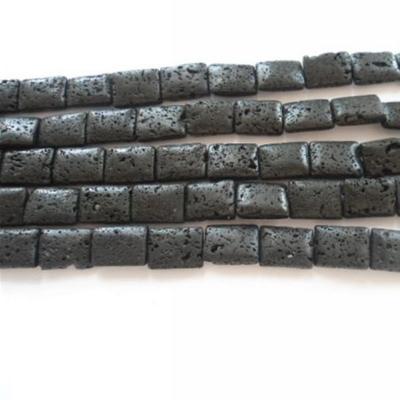 China Polished Gemstone Energy Lava Rock Lava Rectangle Stone Beads For Jewelry Making for sale