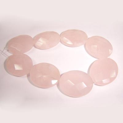 China Polished Natural Gemstone Rose Faceted Rose Quartz Pink Crystal Oval For Jewelry Making for sale