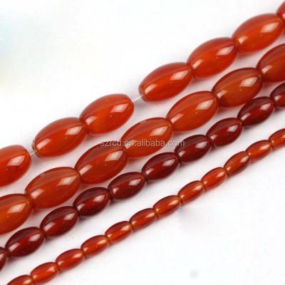 China Wholesale Gemstone Agate Rice Beads Jewelry Polished Carnelian Red Rice Agate Stone Beads Agate Beads for sale