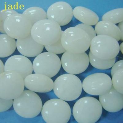 China Round Shape Polished White Gemstone Jade White Stone for sale