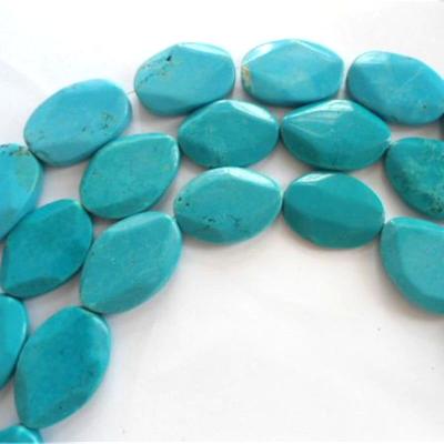 China Polished Dye Blue Turquoise Oval Strand Beads 16