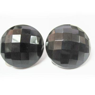 China Gemstone Agate Black Onyx Loose Cabochon Faceted Earring Polished Silver Silver Earring For Jewelry Making for sale