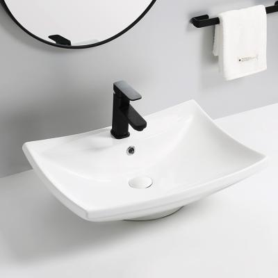 China CE CUPC Industrial Rustic Coastal Minimalist Matte White Modern Ceramic Sanitary Ware Bathroom Vanity Sink Mid Century Wash Hole Bathroom Hotel for sale