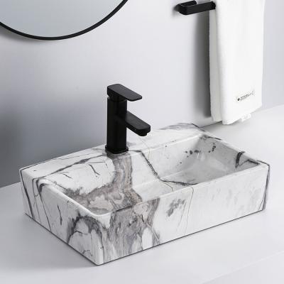 China Art Modern High End Marble Countertops Living Room Rectangular CUPC Hand Wash Basin Marble Sink Basin for sale