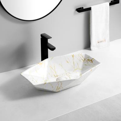 China CE CUPC Modern Marble 9400C-2327 European Marble Bathroom Sink Art Basin Luxury Ceramic Modern Basin Mediterranean Asian Light Design Basin Modern Sink for sale