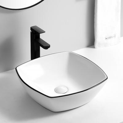 China Modern Commerical Ceramic Rectangular Sink Clad Bathroom Sink Basin CE CUPC Fashion Wash Basins CE CUPC for sale