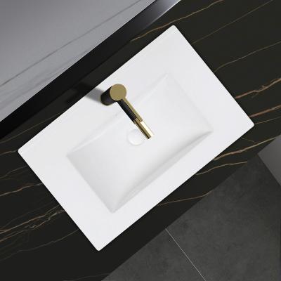 China Hotel Modern Bathroom Wash Basin Rectangular Ceramic Sink Under Cabinet Mounted Basin for sale