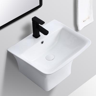 China Modern 5003 CE Ceramic Basin Wall Mount Half Pedestal Wall Hung Basins Semi Wash Basins Sink for sale