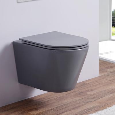 China Modern Double-Flow Wall Hung Gray WC Ceramic Toilet Bowl Bathroom Ware Bathroom Sanitary Matte for sale