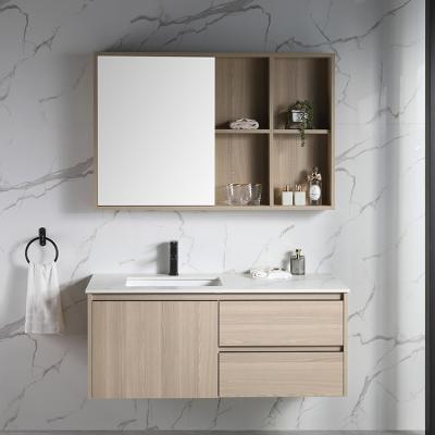 China Contemporary Furniture Vanity Set Bathroom Vanity Cabinet Bathroom Sink MDF Single Surface With Mirror for sale