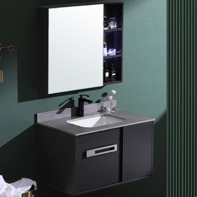 China Modern European Lavatory Furniture Vanity Cabinet Mirror Set Wall Mounted Bathroom Vanities for sale