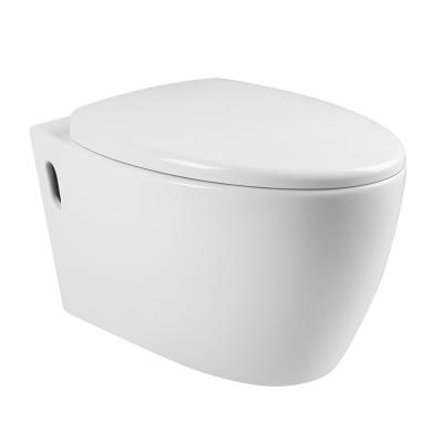 China European Modern WC Sanitary Bowl White Ceramic Double-Flow Ware Wall Hung P-trap Toilet For Bathroom for sale