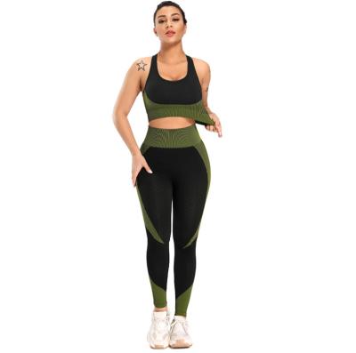 China QUICK DRY 3D Fabric Good Shape Looking Workout Gear Women Yoga Seamless Suit Black Sets for sale