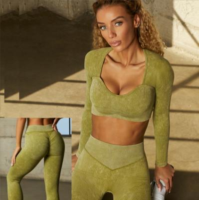 China Other New Arrival Seamless Yoga Legging Sets Two Piece Women Long Sheath Yoga Apparel Gym Wear Fitness for sale