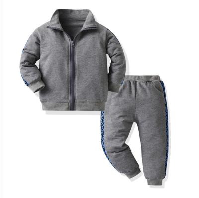 China 2021 Winter Kids Casual Clothing Children's Hoodie Set Boys Zipper Tracksuit In Thick Fabric for sale