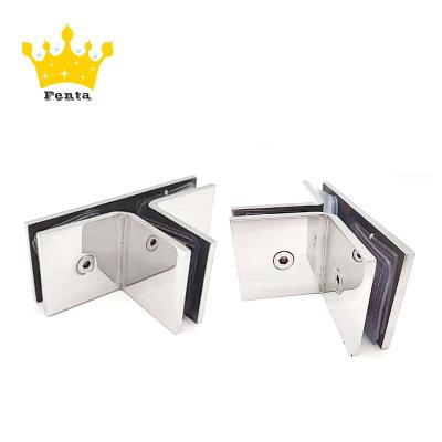 China Modern FENTA H108 square t type 90 degree tempered glass connector shower door fitting glass flange for sale