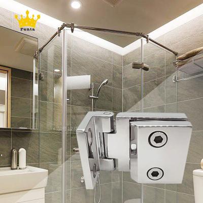 China Easy Installation FENTA Shower Bathroom Door Glass To Wall Connector Bracket Support Glass Flange Shower Glass Door Hinge for sale