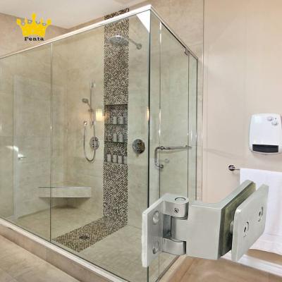 China FENTA Traditional Bathroom Glass Hinge To Pivot Circular Glass Corner Flange Shower Glass Door Hinge for sale