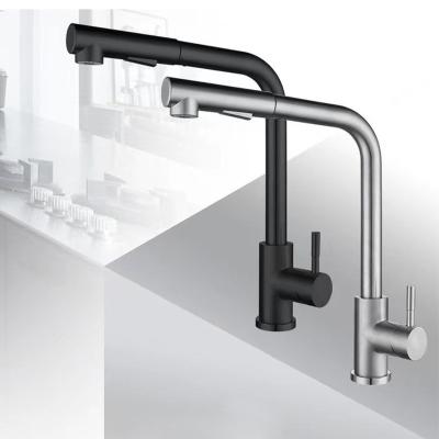 China Pull Out Spray Kitchen Faucet Black Stainless Steel 304 Water Tap Modern Kitchen  Cold hot WaterPull Out Sprayer Kitchen Mixer Sink Faucets for sale