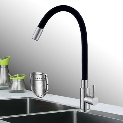 China Other Silicone Tube Kitchen Faucet Zinc Pull Water Tap Sinks Single Handle Deck Mounted Cold Water Faucet for sale