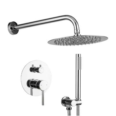 China Without Slide Bar Gold Color Bathroom Stainless Steel Concealed Shower Set Shower Faucets Round Modern In-wall Mounted Shower Sprayer mixer for sale