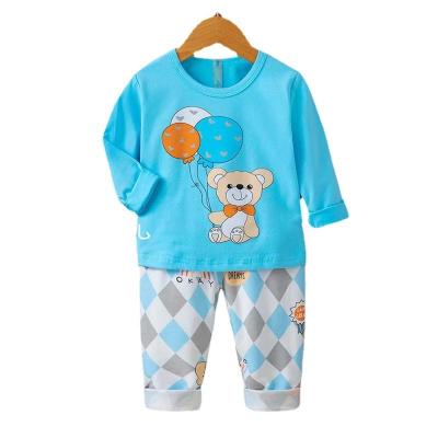 China Baby Breathable Cotton Long Johns Children's Cotton Neck Pajamas Boys and Girls Warm Round Round Neck Pajamas for sale