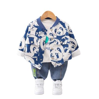 China Smart Casual Kids Suit Handsome Boy Long Sleeve Casual Hoodie Soft Jacket Three Piece Set Three Piece Set for sale