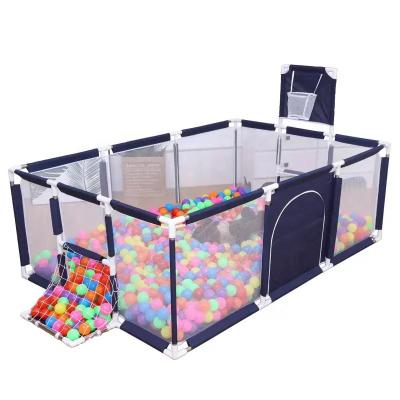 China New Design Extra Large Baby Circle Ball Pit Rectangle Foldable Plastic Indoor Safety Barrier Kids Playpen With Pull Rings for sale