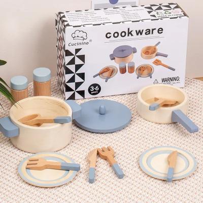 China Durable Play Dishes Toddler Cooking Accessories Sets For Kids Wooden Kitchen Toys Early Education for sale