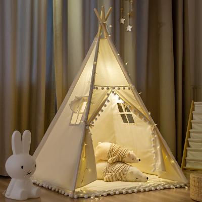 China Soft Glow in the Dark Baby Teepee Tent Cotton Fabric Luxury White Indian Dots Design Toy Tent Indoor Kids Play Tent for sale