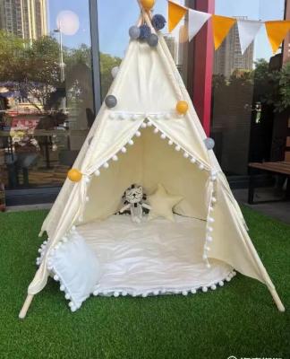 China Luxury White Indian Tent Dots Design Kids Play Toy Soft Essential Baby Teepee Tent Cotton Fabric Outdoor Activity for sale