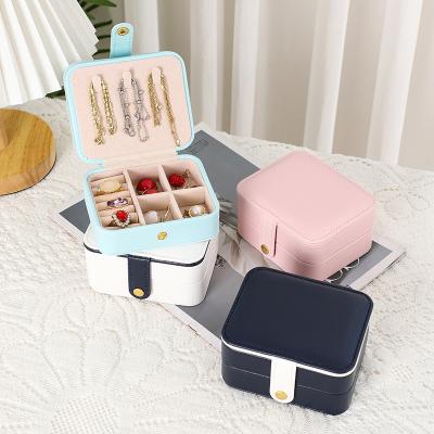 China New Hot Wholesale Fashion Earring Case Travel Jewelry Storage Organizer Pu Leather Velvet Jewelry Box for sale