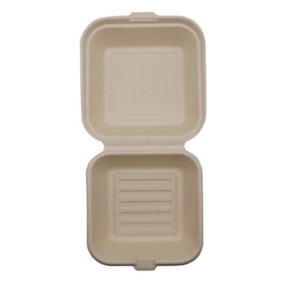 China Eco Friendly Recycled Materials Bagasse Hamburger Sandwiches Bento Cake Food Clamshell Box Paper Pulp Box for sale