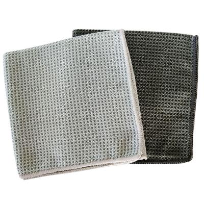 China Sustainable Microfiber Dust Cloth Honeycomb Dish Cloth Waffle Cloth for sale