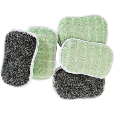 China Sustainable Bamboo Dish Cloth Chiffon Bamboo Microfiber Sponge Pad Double Sided Kitchen Rubbing for sale