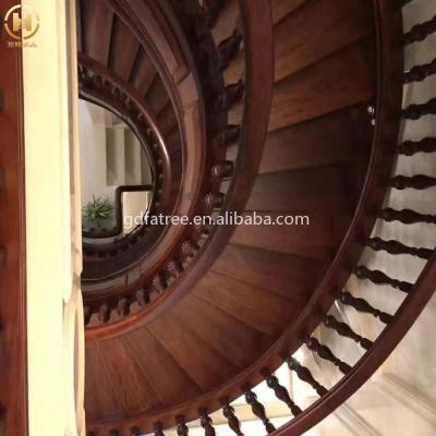 China New Style Indoor Curved Wooden Staircase Stairs / European Oak Stairs Step Solid Wood Stairs for sale