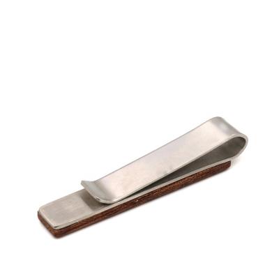 China Delicate Mahogany Acrylic Natural Wood Tie Staple High Grade Flat Tie Clips for sale