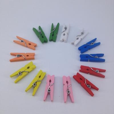 China China Promotion 35mm Handwork Colored Clip Home Decoration Mini Clothespin Wood Peg Wooden Clip Craft Staples for sale