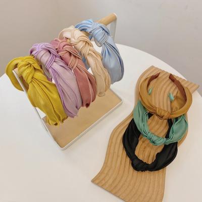 China Fashion New Korean Hair Accessories Color Match 100% Cross Silk Satin Wide Headband For Women for sale