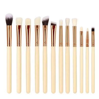 China Angular Blush DIY Makeup Brushes 2019 OEM 12pcs Vegan Eye Makeup Brush Set for sale