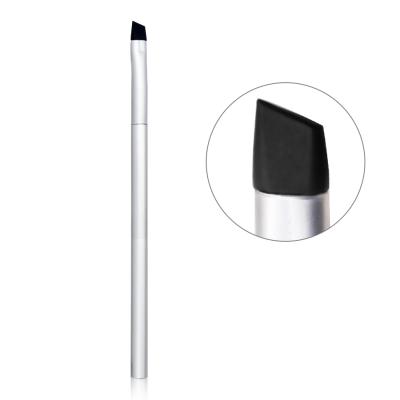 China Wholesale Customized Makeup Silicone Handle Eye Brush Daily Aluminum Angled Eyebrow Brush Private Label for sale