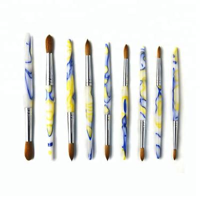 China Professional Metal Handle Nail Art Set 9pcs Kolinsky Brush Set Nail Art Detail Painting Brand Maker for sale