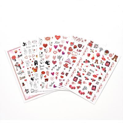 China Environmentally Friendly Colorful Resin Designer Stickers Valentine's Day DIY Nail Stickers for sale