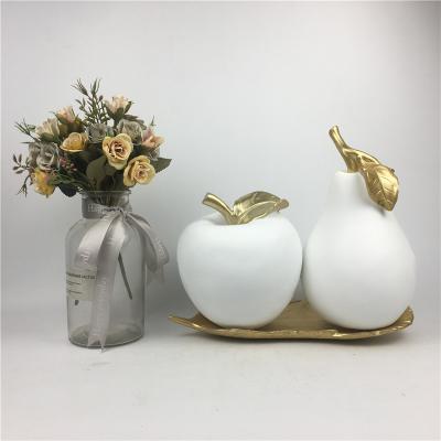 China Europe White Gold Home Pear Feather Porch Home Decoration Opens Small Ornaments Acrylic Figurines Christmas Home Decor Figurine for sale