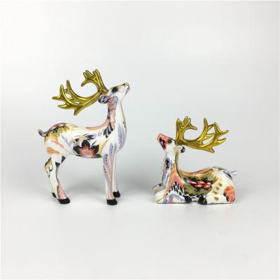 China Europe Lovers Deer Resin Opens Gold Resin MOOSE Animal Moose Stuffed Plush Sculpture European Style Soft Carving Decoration for sale