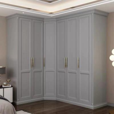 China FREE SHIPPING Custom Gray Shaker Style 6 Door Wardrobe in Solid Wood for sale